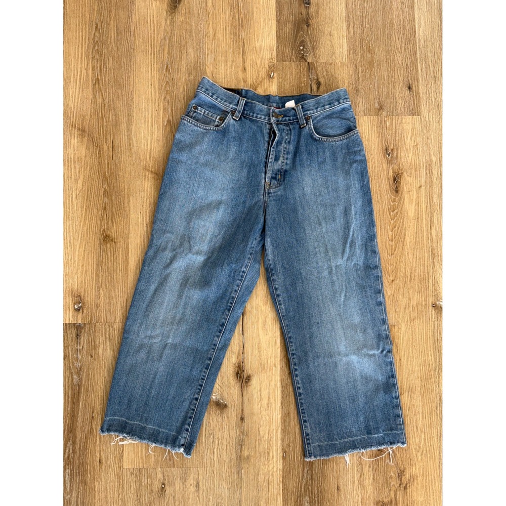 Y2K Abercrombie & Fitch Jeans Women's 30 Blue Wide Leg Raw Hem Button Fly